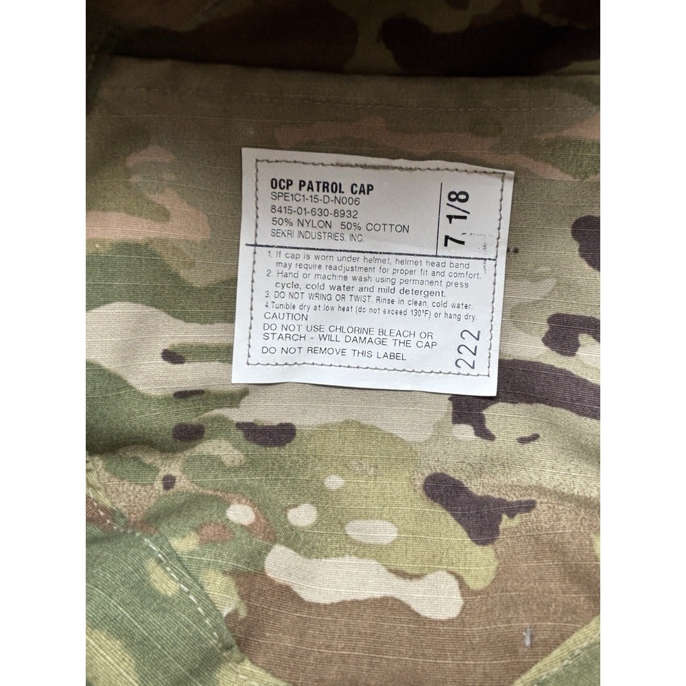 US Military OCP Patrol Cap Hat Camo Multicam Major Rank Garza Sekri 7 1/8 - Picture 12 of 12